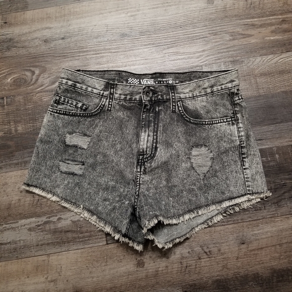 C2 Vans Womens Gray Heather High Waisted Flat Front Denim Cut Off Shorts Size 9 - Picture 2 of 6